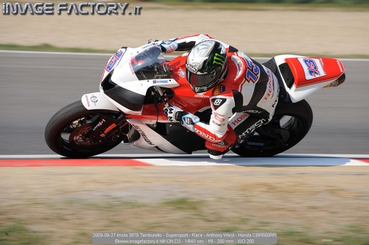 2009-09-27 Imola 3878 Tamburello - Supersport - Race - Anthony West - Honda CBR600RR